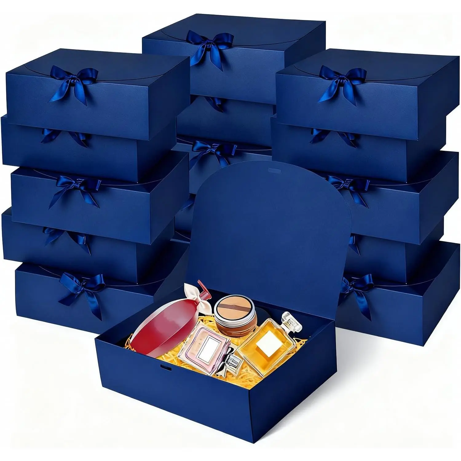 12Pack Navy  Boxes with , 12×9.8×3.1 Inch Groomsmen Proposal Box, Luxury Navy  Box with Ribbon for Wedding, Birthday, Party, Christmas, Bridesmaid, Graduation