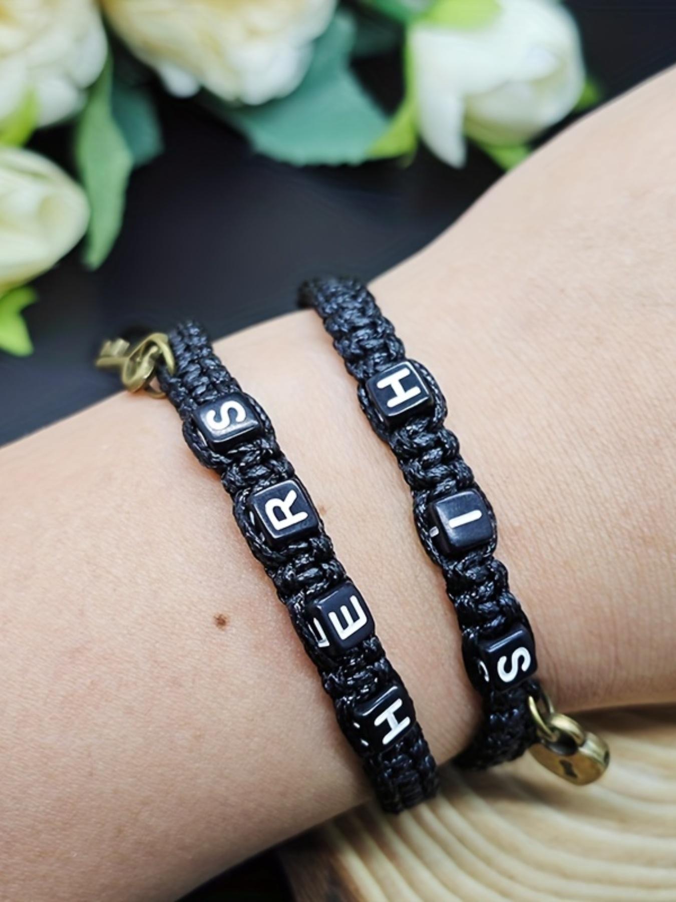 Couple Bracelet, Fashionable Letter Pattern Braided Bracelet for Women & Men, Trendy All-match & Exquisite for Birthday Gift, Personalized