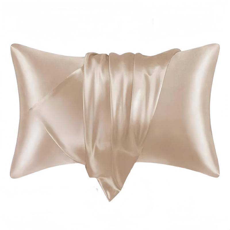 1/2pcs Luxury Soft Silk Pillowcases, Breathable Skin-Friendly Cool Feel, Pure Color Envelope Closure, Bedding Accessories