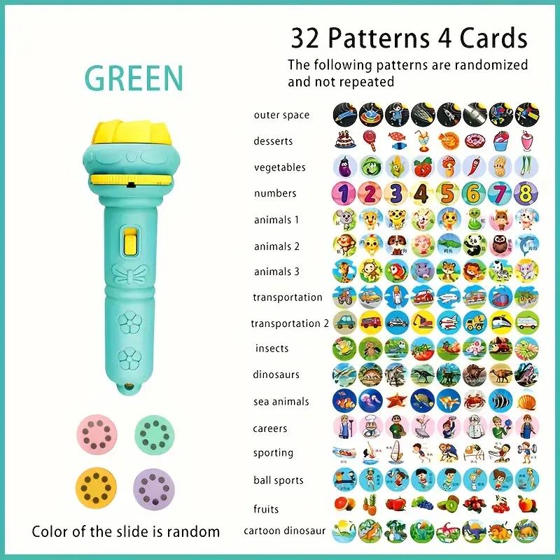 32-Pattern Projection Flashlight, Bedtime Educational Toy, Visual Learning Tools, Learning Machine, and Portable Storytelling Light, Multi-Pattern Animals Projector for Toddlers, Ideal Holiday and Back-to-School Gift