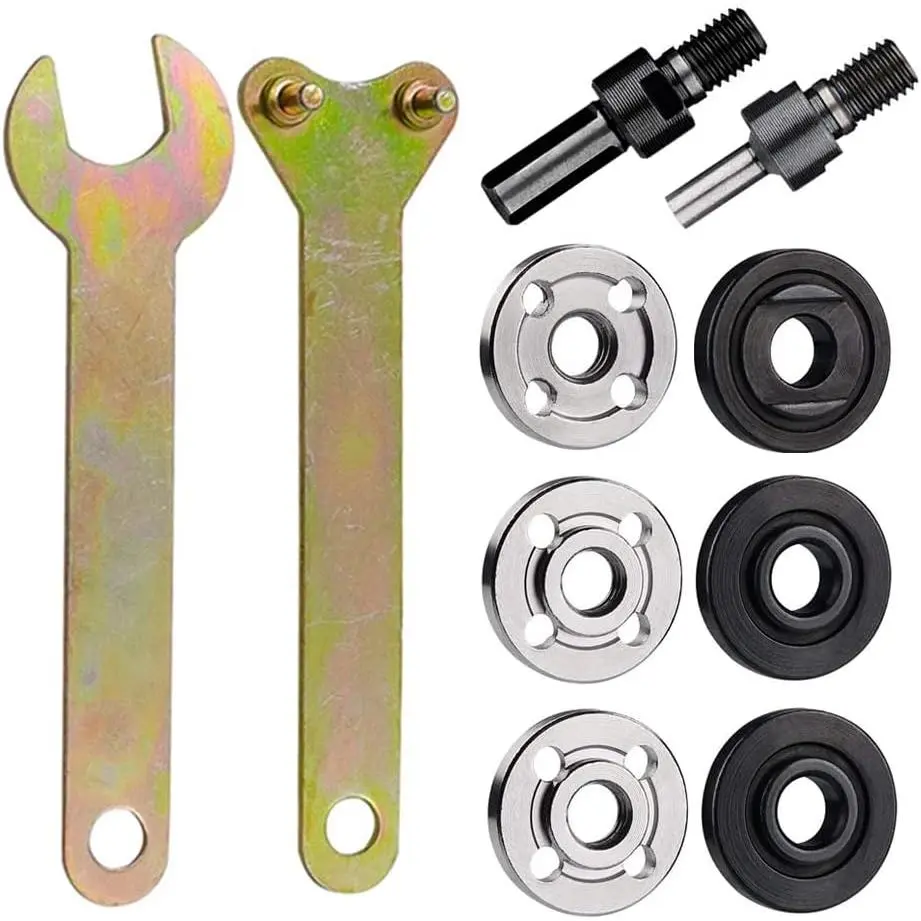 6-in-1 Electric Drill to Angle Grinder Conversion Adapter Kit (1 Kit) for Contractors & DIY Enthusiasts, 6mm & 10mm Arbor Mandrel Adapter, Spanner, Variable Shaft Coupler Converter Tool, Adapters + Spanner