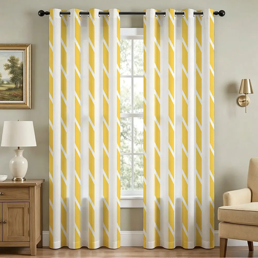 2 Panels Modern BLUE Neutral Herringbone Geometric Arrow Pattern Blackout Curtains,Grommet Light Blocking Room Darkening Drapes, Minimalist Farmhouse Style Curtain for Living Room Bedroom Kitchen Home Decor