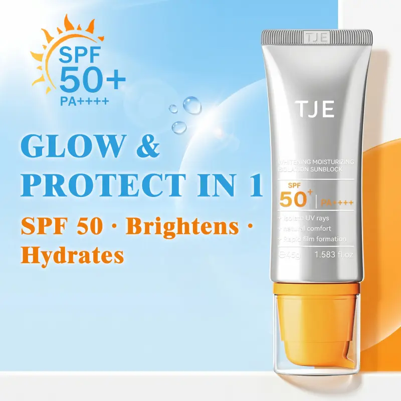 TJE Broad-Spectrum Suncream SPF50+ PA++++ with a-Arbutin & Niacinamide - Dermatologist-Tested, Lightweight Formula for Sensitive Skin - UVA/UVB Protection - 45g
