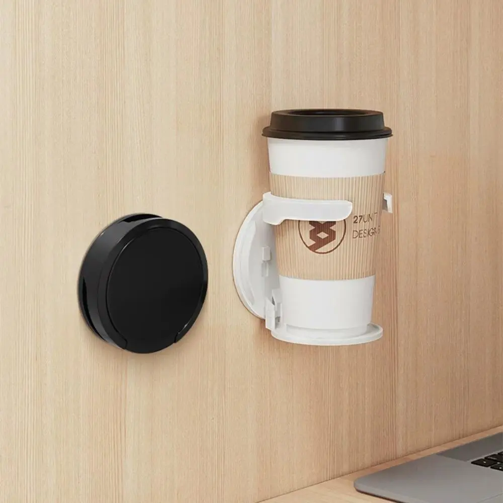 Black Cup Holder (No Punching), Foldable Wall-Hanging Cup Storage Rack for Home, Camping & Hiking Camp Kitchen Use