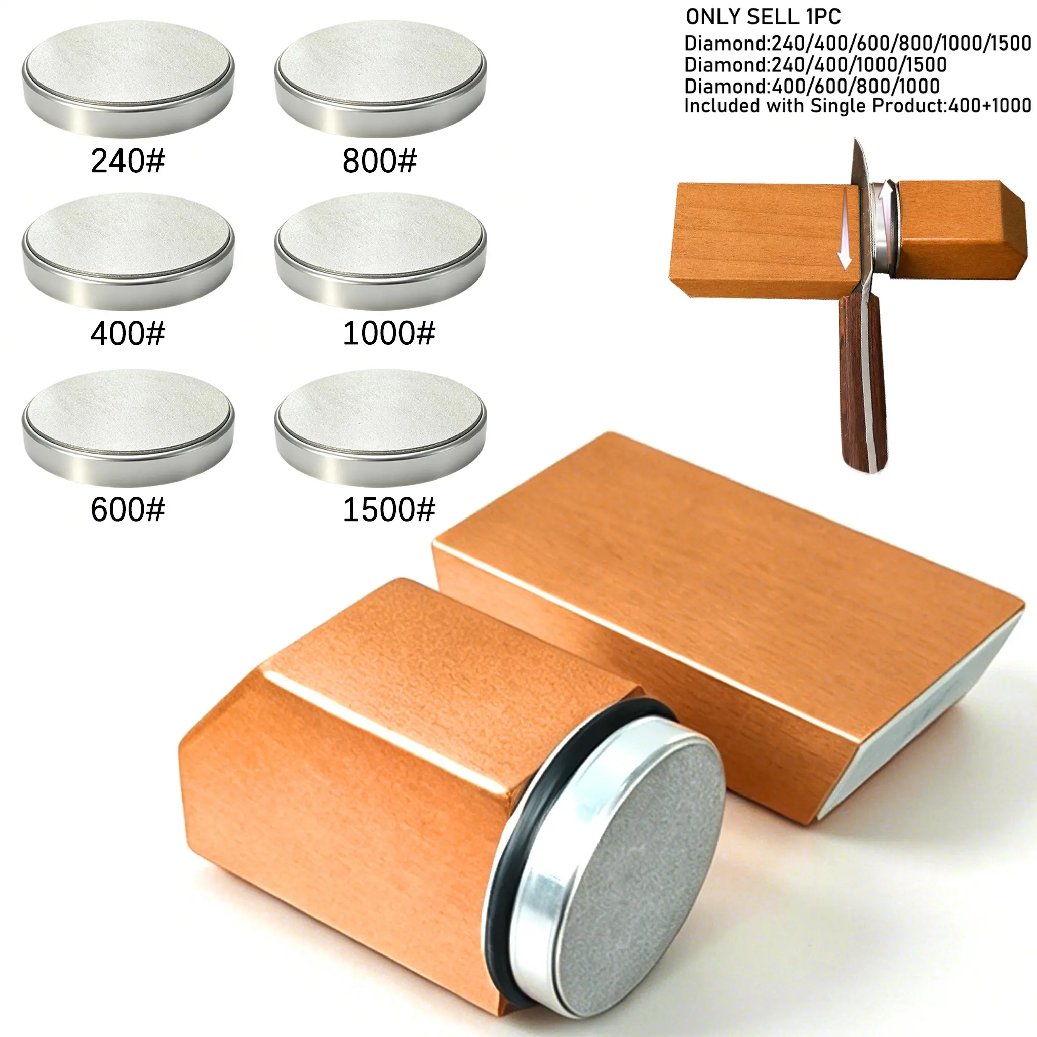 New Single Wheel Knife Sharpener Kit, Diamond Abrasives, 15° & 20° Magnetic Angle, Ideal for Kitchen Knives, Perfect Gift