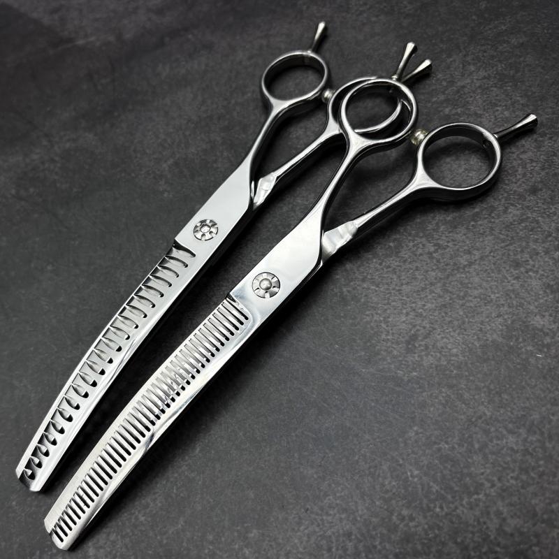 Wingsbro Professional Pet Grooming Scissors, Curved Arc Design, Suitable for Pet Hair Trimming, Thinning, Styling, 1 Piece