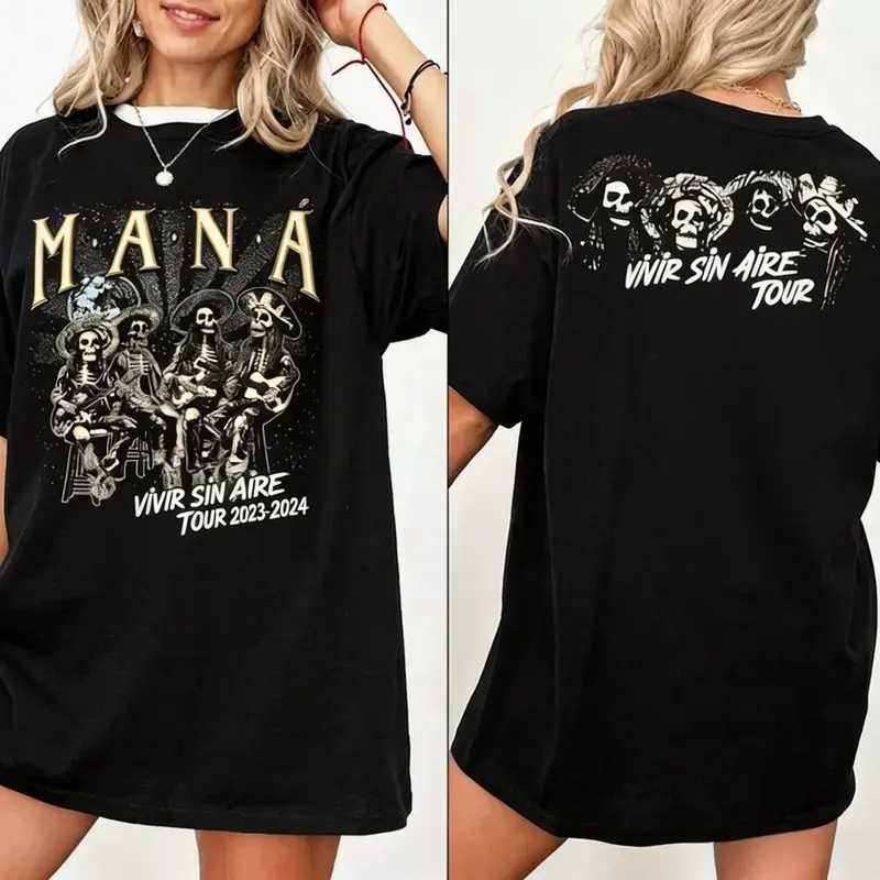 Latin Rock Band Vintage Merch Unisex, Vivir Sin Aire Tour T-Shirt, Mana Fan Gift, Graphic Mana Shirt, Streetwear Casual Everyday Fan Gift Top