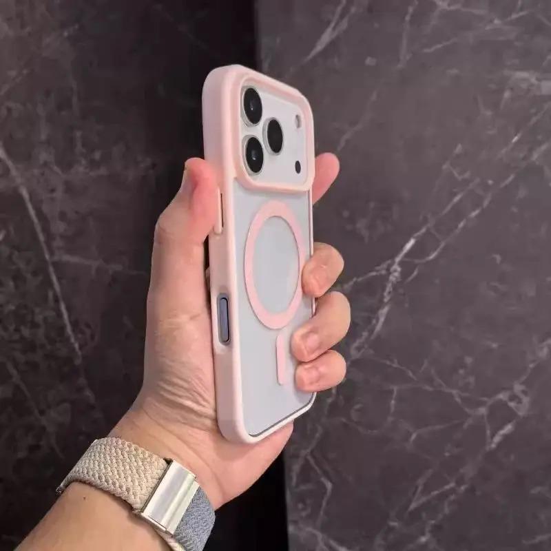 New Macaron Color Magnetic Transparent Phone Case, Supports Wireless Charging, Minimalist And Stylish Design, Lightweight And Drop-Resistant, Suitable for Iphone 17/16/15/14/13/12/11 Case, Phone For Max Case