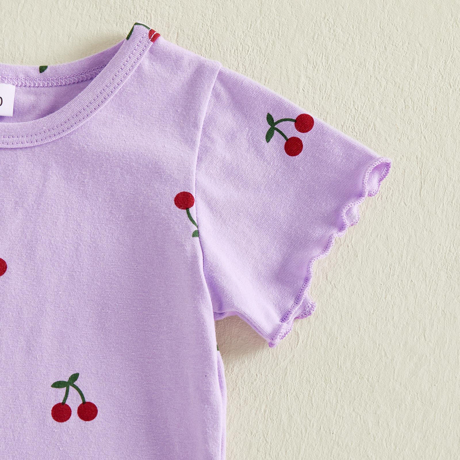 Toddler Baby Girl Summer Outfits Short Sleeve Cherry Print Tops + Shorts 2Pcs Clothes Set Little Girls Summer Clothes Toddler Baby Girl Summer Outfits Short Sleeve Cherry Print Tops + Shorts 2Pcs Clothes Set Little Girls Summer Clothes