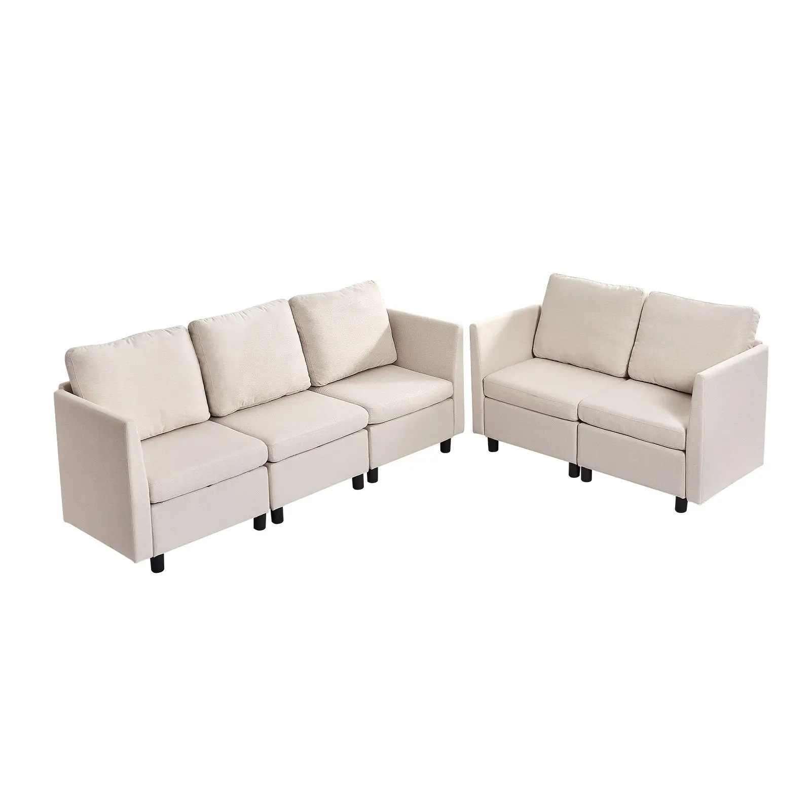 VEVOR Modular Sectional Couch, Modern 5-Seater Cotton Upholstered Sofa with Hidden Storage, High Rebound Sponge & Solid Wood Frame, 54.3x27.1x26.7 in/78.3x27.1x26.7 in Sizes, Assembly Required for Living Room