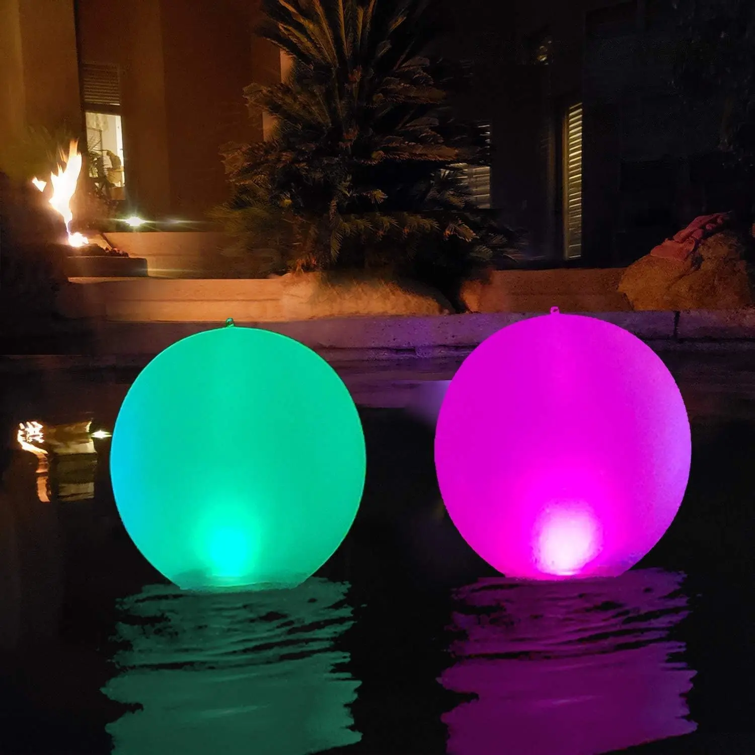 Pet-Friendly Set of 2 14 in Vinyl Solar Floating Pool Lights with Hang Tab - IP68 Water Resistant, Color Changing LED Globes, Inflatable Outdoor Decor, 8-10 Hrs Charge, 6-8 Hrs Night Use for Pool, Solar Power