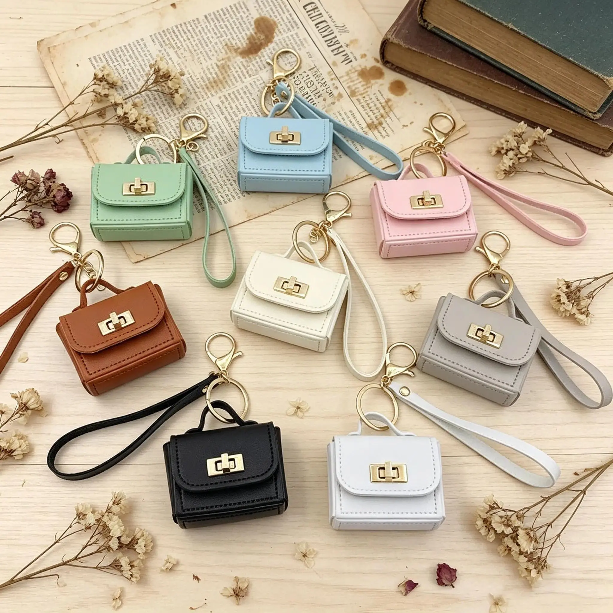 Mini Handbag Keychain Bag Charm for Totes Backpacks • Aesthetic PU Leather Tiny Purse AirPods Lipstick Holder Cute Gifting Accessory