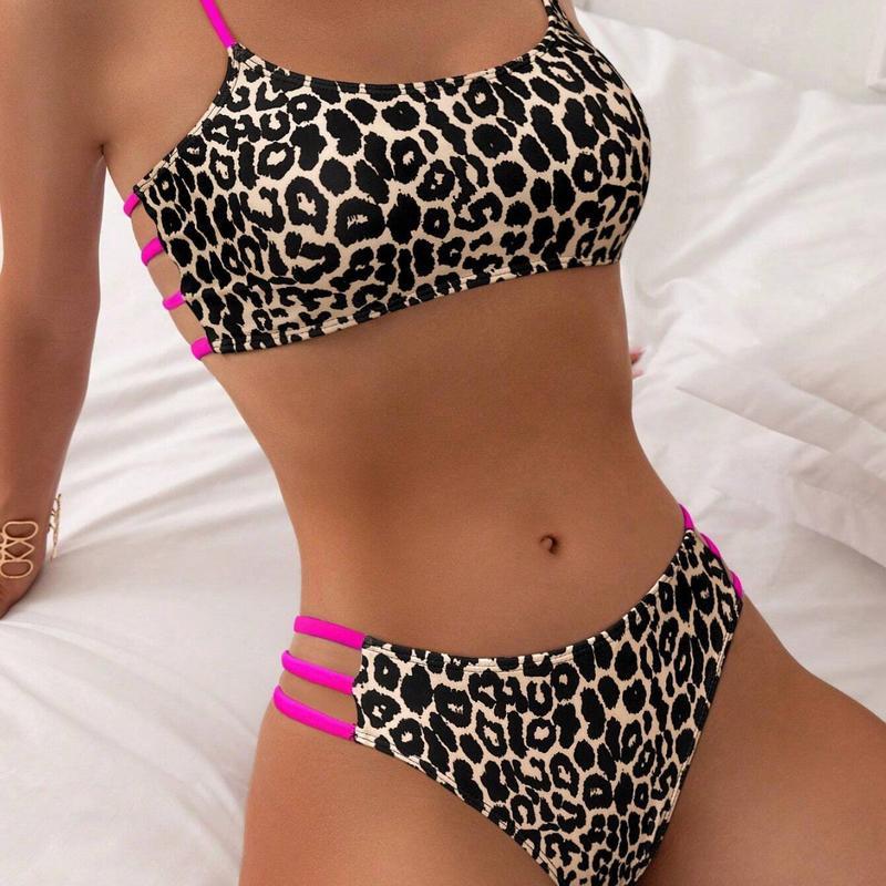 2026 New Sexy Leopard Print Two-Piece Bikini Swimsuit for Women