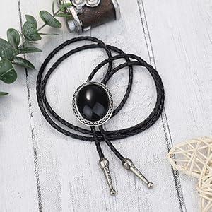 Besteel 4Pcs Bolo Tie for Men Western Cowboy Natural Tiger Eye Leather Necktie Halloween Costume Accessories for Men Women Belt Buckle Necklace Gothic Vintage Dragonfly Adjustable Star Necklace