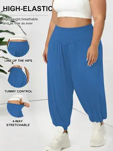 Plus Size Loose Fit Carrot Leg Pants, High Waist Ankle Harem Style, Conceals Fat and Hip, Outdoor Home Sport Casual Long Pants
