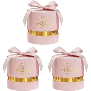 ponatia 6-Pack Party Favor Boxes, Dusty Rose Velvet Gift Boxes, Gold Candy Boxes for Gifts Chocolate Treat Wedding Gift Boxes with Ribbons for Party, Bridal, Baby Shower Birthday Wedding Decoration