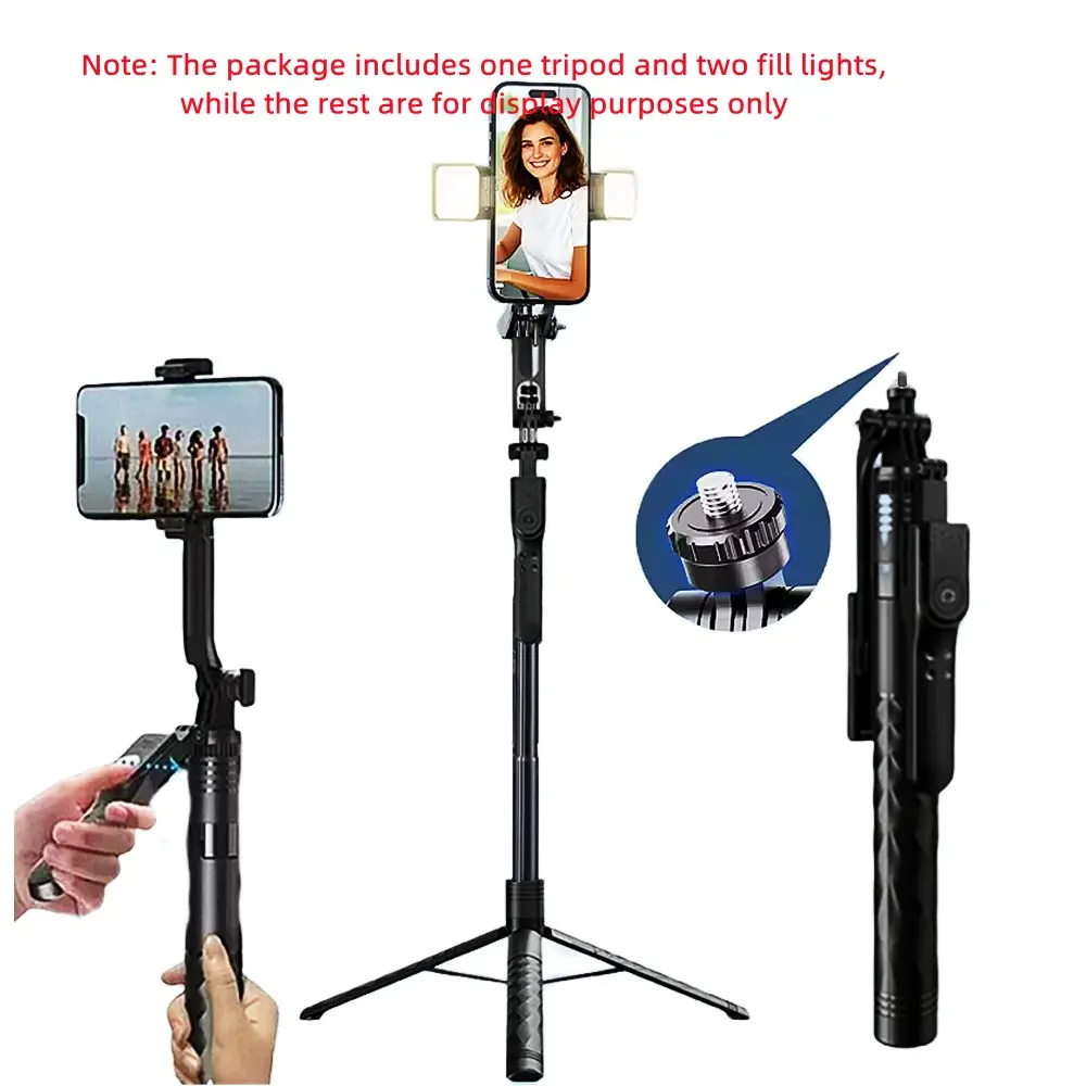 2026 New 1.7M Wireless Selfie Tripod Foldable Stand For Action Cameras Smartphones Balance Steady Shooting Live