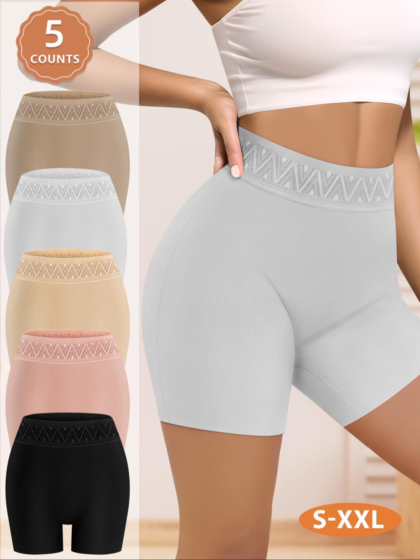 5 Pack Women's Fitted Boxer Briefs, Stylish Color Block High Waist Control, Peach Butt Enhancement Underwear for All Seasons