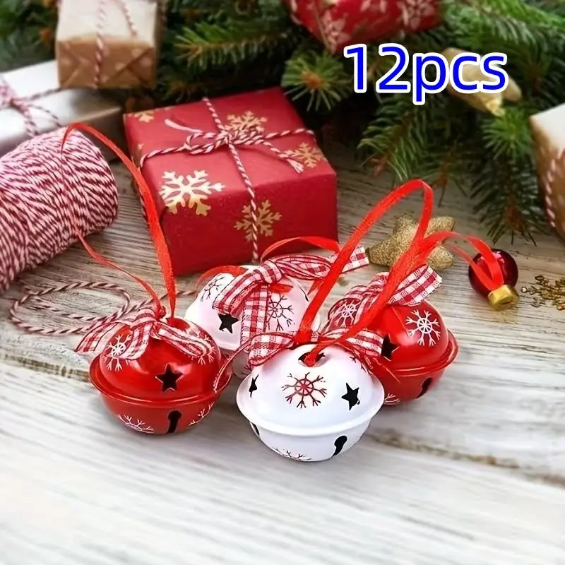 12 Handmade Bell Christmas Decorations, Leaf Berries, Gift Wrapping, Snowflake Tree Wreath, Holiday Decorations