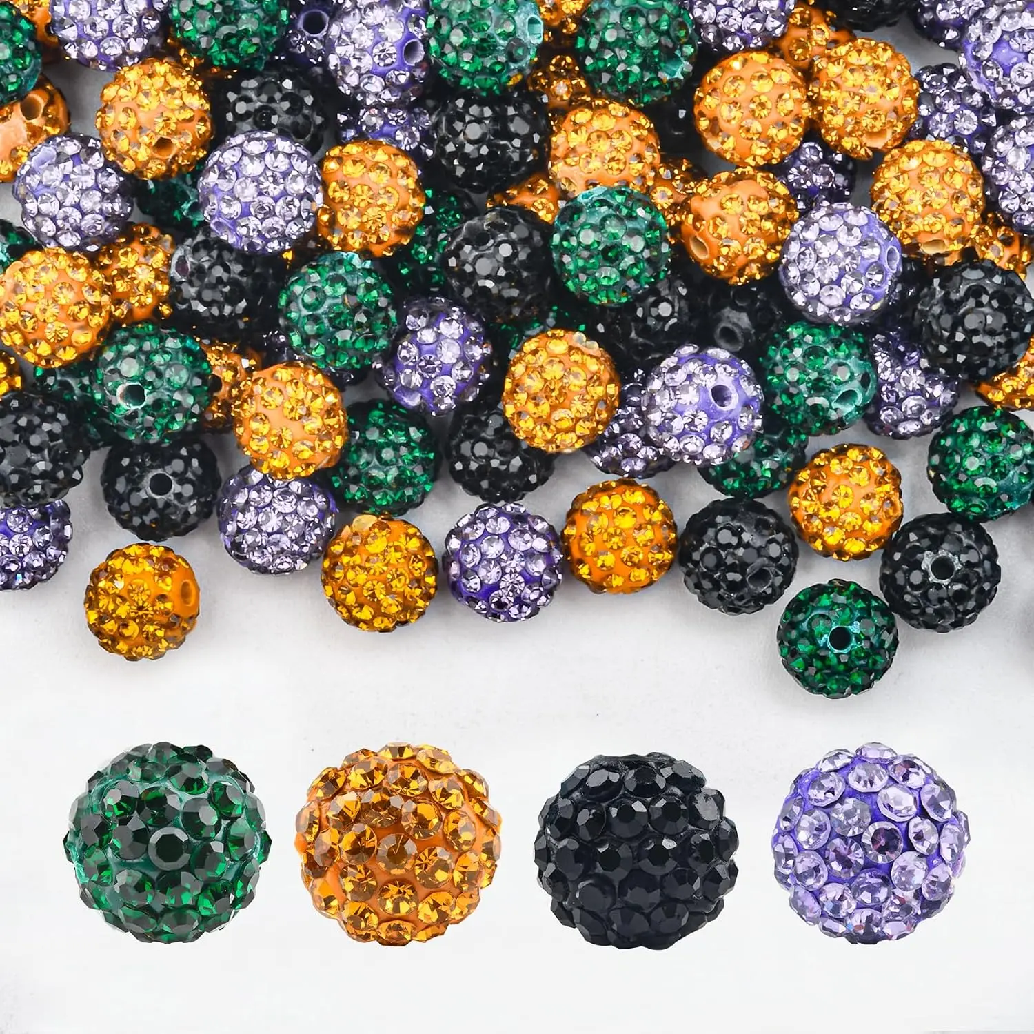 180 count 10mm Rhinestone Clay Beads for  Making,   Round Disco Ball AAA+ Grade Beads Bulk, Sparkly  Bling Baseball Beads for Necklace Bracelet Earring DIY Supplies
