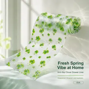 Eva Kitchen Cabinet Liner, Non-Stick Waterproof Oil-Resistant, Clover Design, Easy Clean Durable, Anti-Slip Shelf Protector