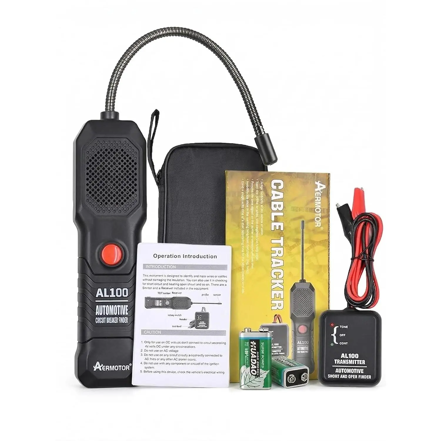 AL100 Wire Tracer Electrical Automotive Short and Open Finder Automotive Circuit Tester Break Finder Fault Probe Wire Detector Tool Electrical DC 6-42V for DIY, Use,Mechanic