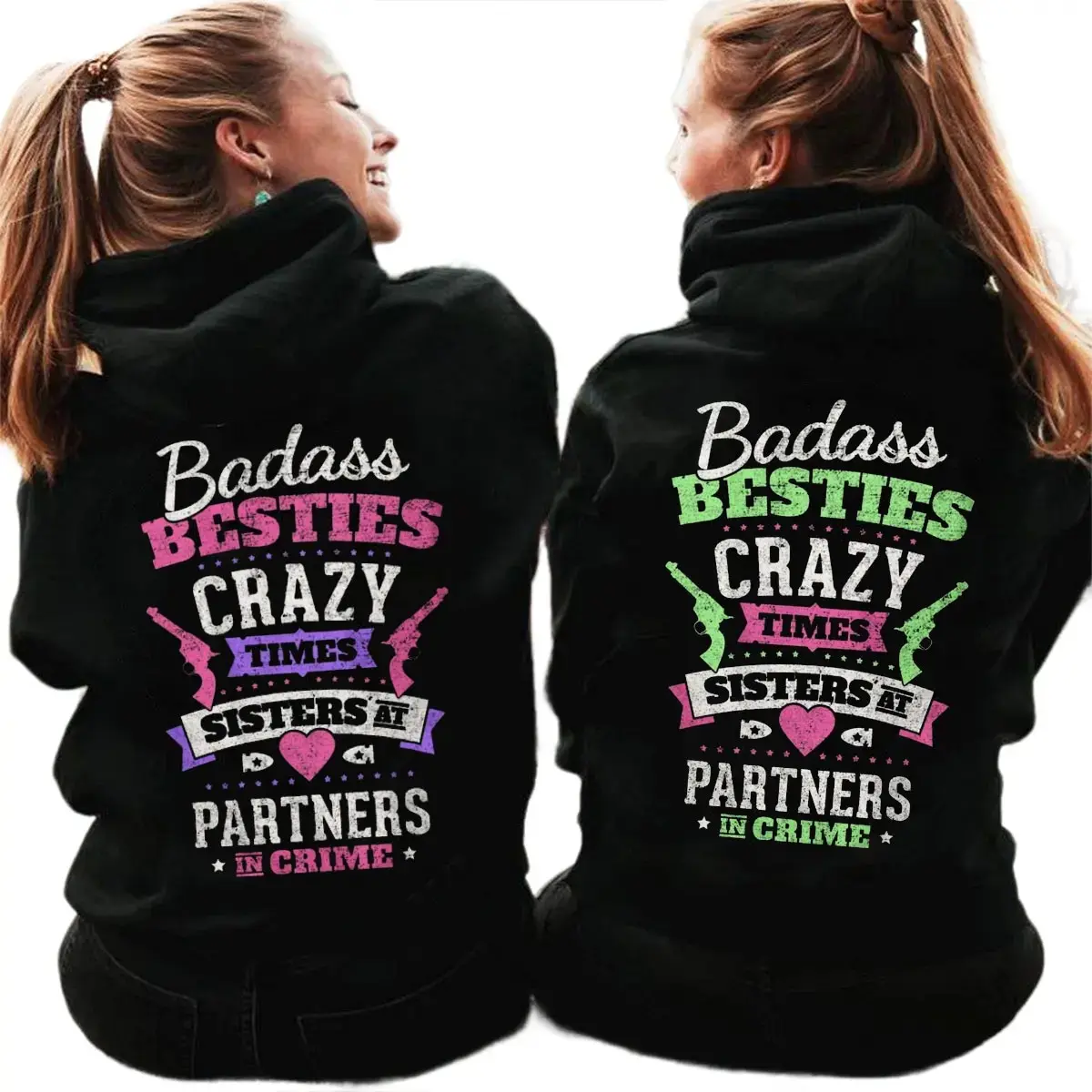 Best Friend Couples Hoodie, Besties Crazy Times Sisters Partners In Crime Matching Unisex Hoodie