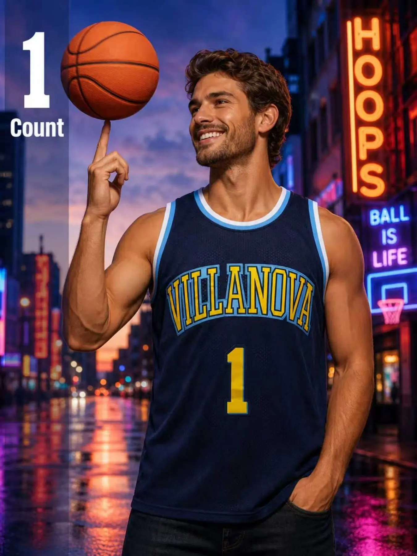 Classic Villanova 1 Jersey | Stitched Mesh Basketball Tank Top for Daily & Training Unisex