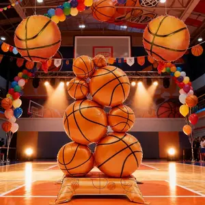 3pcs Extra Large Standing Basketball Balloons, Sports Theme Balloon Set, Easy to Inflate, Reusable, Party Decor, Birthday, Photography Props