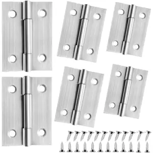 6 count Door Hinges 2 inch Stainless Steel Small Hinges Cabinet Hinges for Mini Door, DIY Wooden Box, Furniture, Woodworking Craft Project, Rust-Resistant, 24 Screws,
