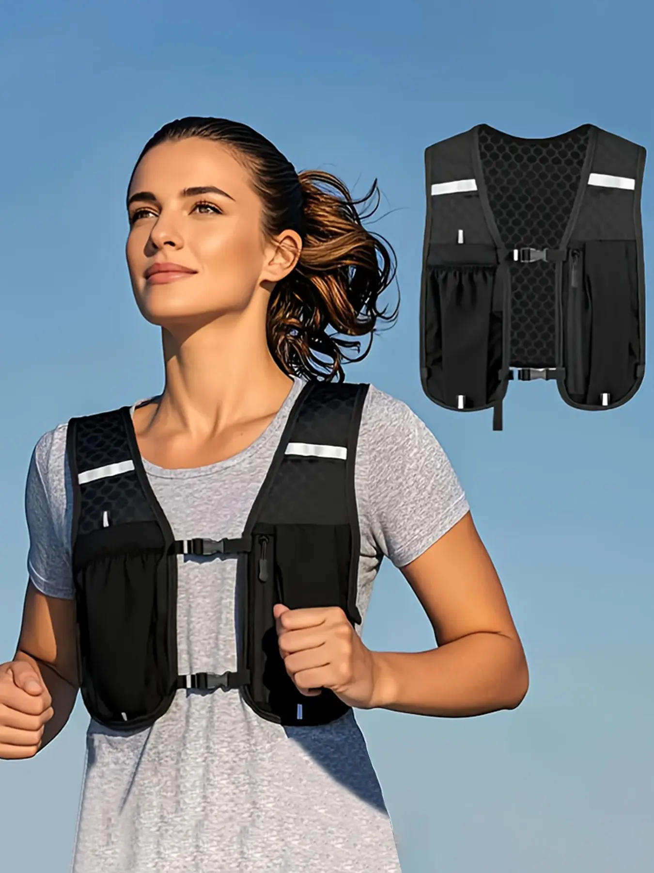 New Running Vest Backpack, Outdoor Sports Hiking Running Dual Shoulder Marathon Trail Climbing, Reflective Night Run Bag, Waterproof Breathable