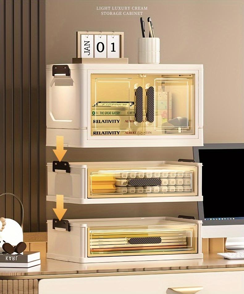 Foldable Large Makeup Storage Case with Drawers, Transparent Cosmetic Organizer Cabinet for Skincare and Makeup Products, Large Capacity