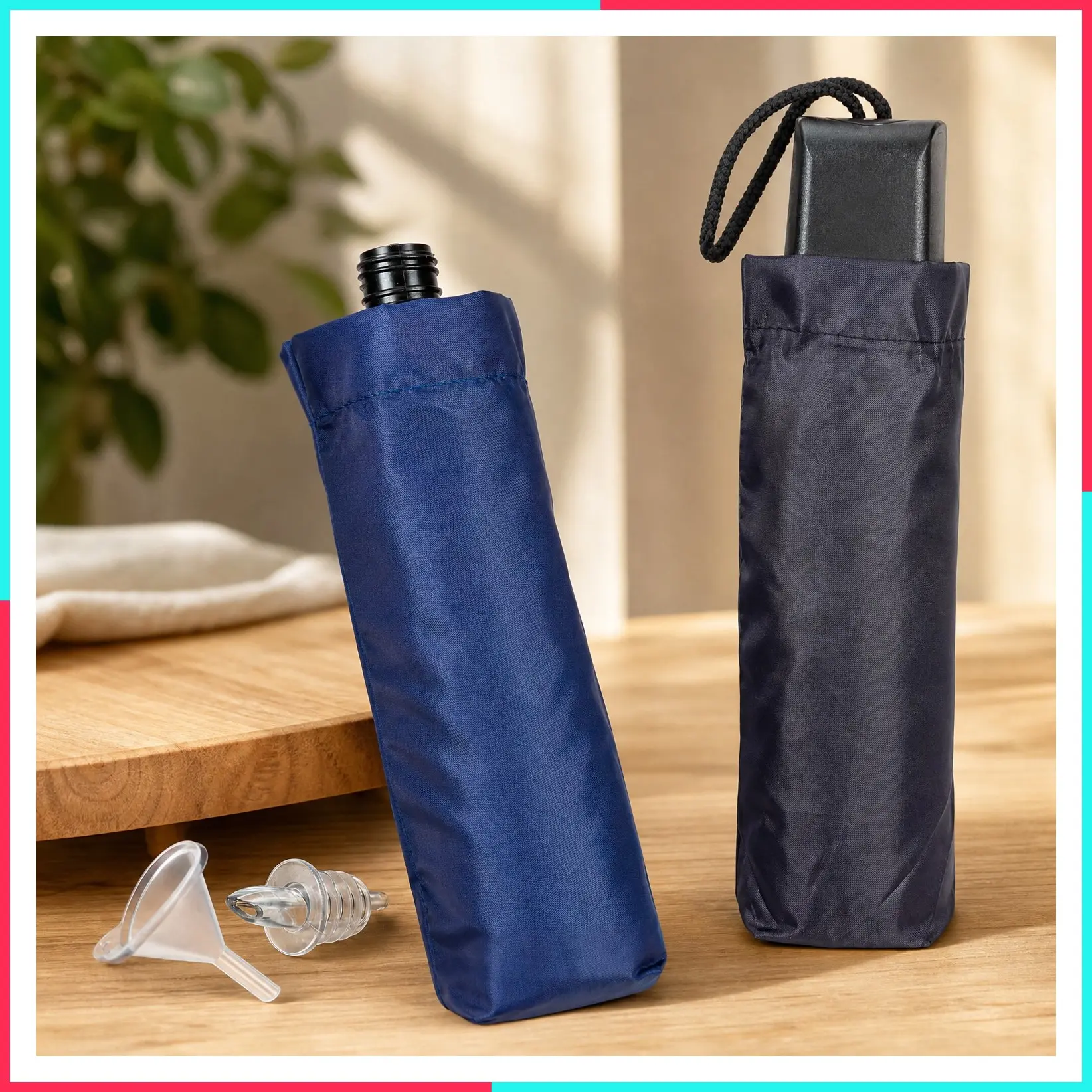 Rain or Shine Umbrella Flask 2 Pack (24 oz Total) - Hidden Alcohol Travel Flasks - Secret Liquor Containers for Theme Parks, Cruises, and Sports Events – Includes Funnel & Spout