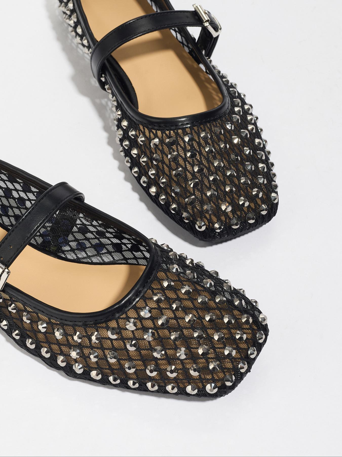 Women's Fashionable Studded Decorated Ballet Flats, Elegant Comfortable Flat Shoes for Daily Wear, Casual Trendy Shoes for Women & Girls, Running, Ballerina Flats Shoes