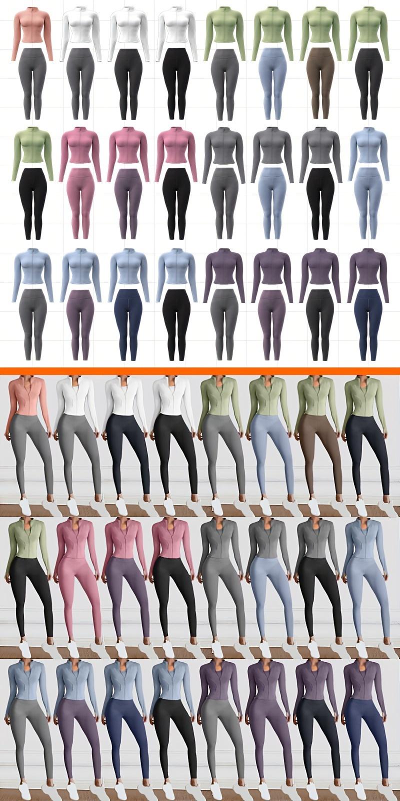 European size polyester fabric fitness running suit, long-sleeved sports jacket, cycling and hiking tight-fitting pants fitness set