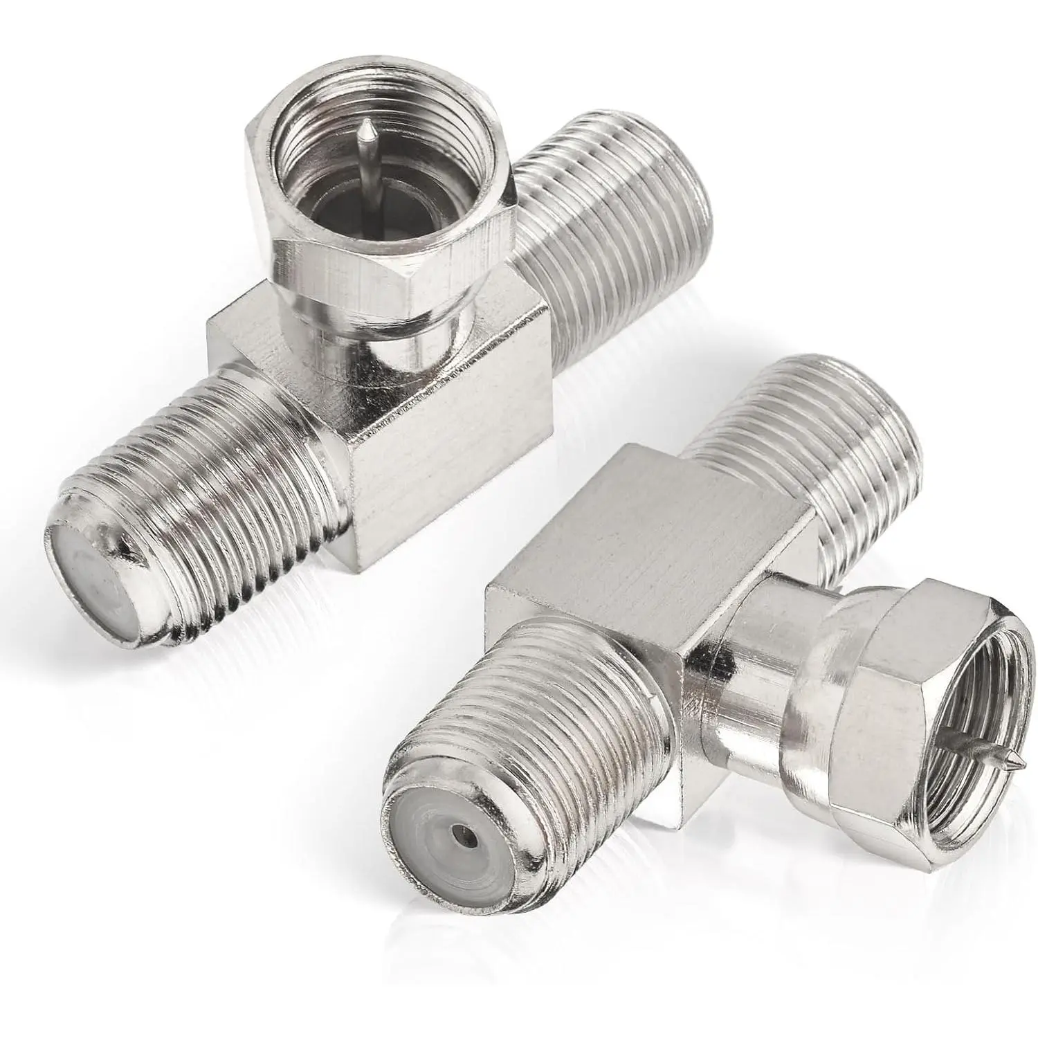 wlaniot F Type Splitter 3 Way Connector F Male to  F Female Coaxial Connector Adapter for TV Video VCR Antenna TV   Tuner Antenna 2 count
