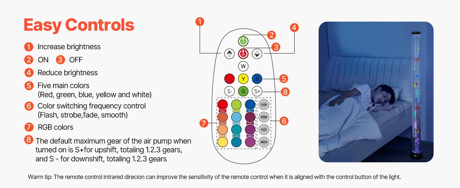 Bubble Tube Lamp 16 Color LED Sensory Aquarium Light, 5 Ft Length, Water Resistant Mood Night Light For Relaxation And Stress Relief, Calming Therapy, Visual Stimulation, Home Decor And Classroom Use Bubble Tube Lamp 16 Color LED Sensory Aquarium Light, 5 Ft Length, Water Resistant Mood Night Light For Relaxation And Stress Relief, Calming Therapy, Visual Stimulation, Home Decor And Classroom Use