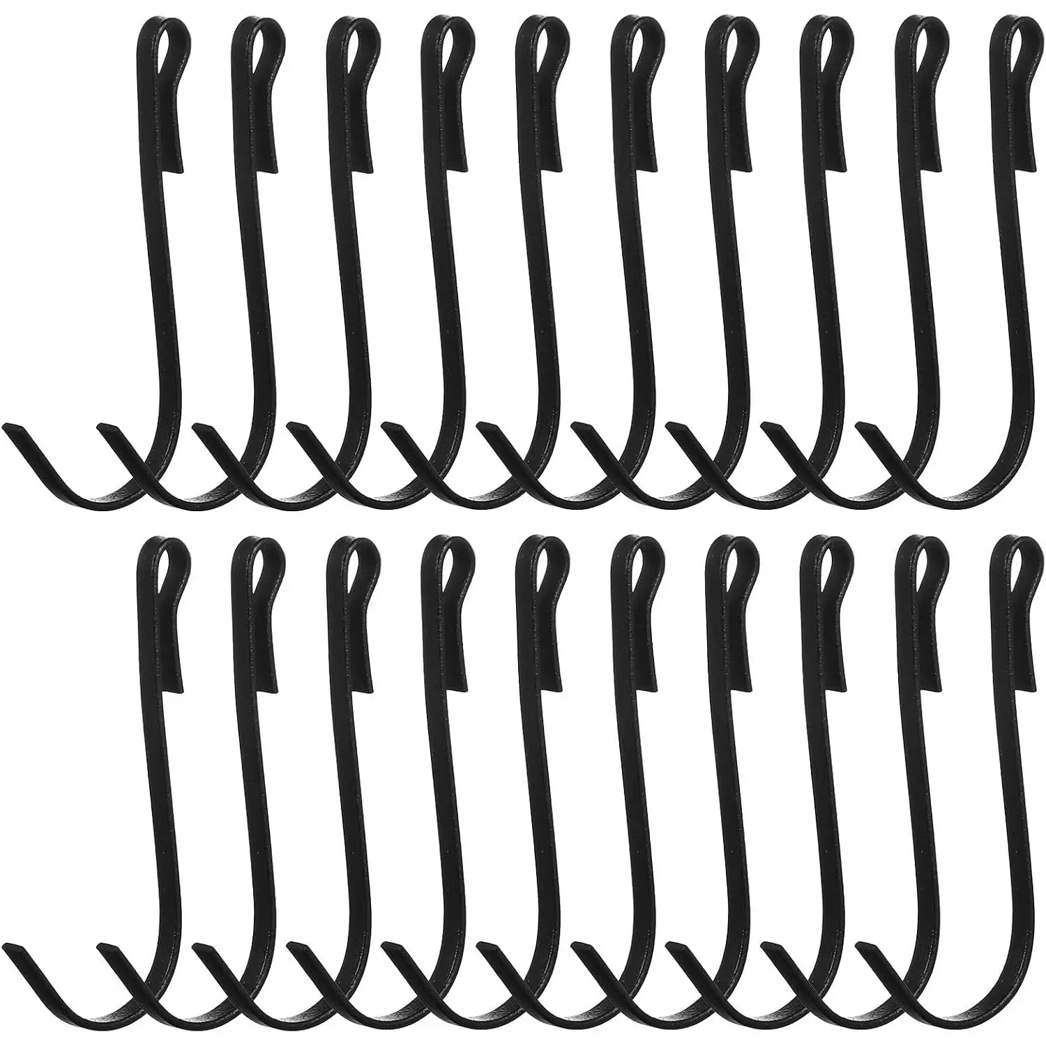 20 count Shelf Hooks Grid Wall Hooks for Wire Shelving Accessories Stainless Steel J Hook for  Sink Hanger for Kitchen Bedroom Office, Wire Hook Rack, Black