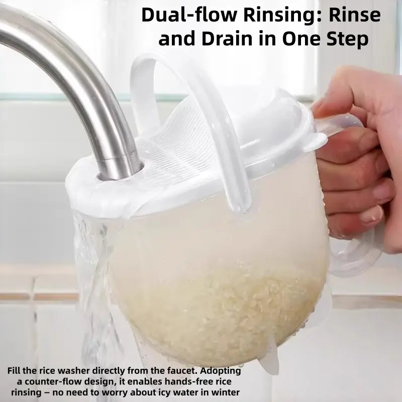 Hands-Free Rice Washer, Home Use Draining and Rinsing Type, Creative Kitchen Tool, Lazy Rice Sieve, Food Grade Rice Washing, Lazy Rice Basket, Rice Washer Strainer Bowl
