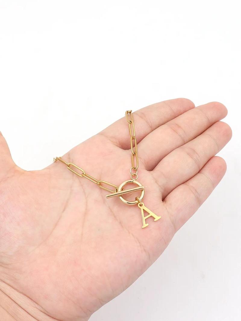 Letter Initial Pendant Necklace, Fashion OT Buckle Design Jewelry for Party, Daily Decor, Trendy All-match & Exquisite Jewelry for Birthday Gift, Exquisite Chain Jewelry, Letters Necklace