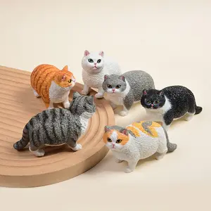 Chubby Cat Figurine Desk Pet, Cute Fat Kitten Statue for Desk Setup Decor, Realistic Miniature Cat Ornament for Office Car Home, Birthday Gift for Cat Lovers