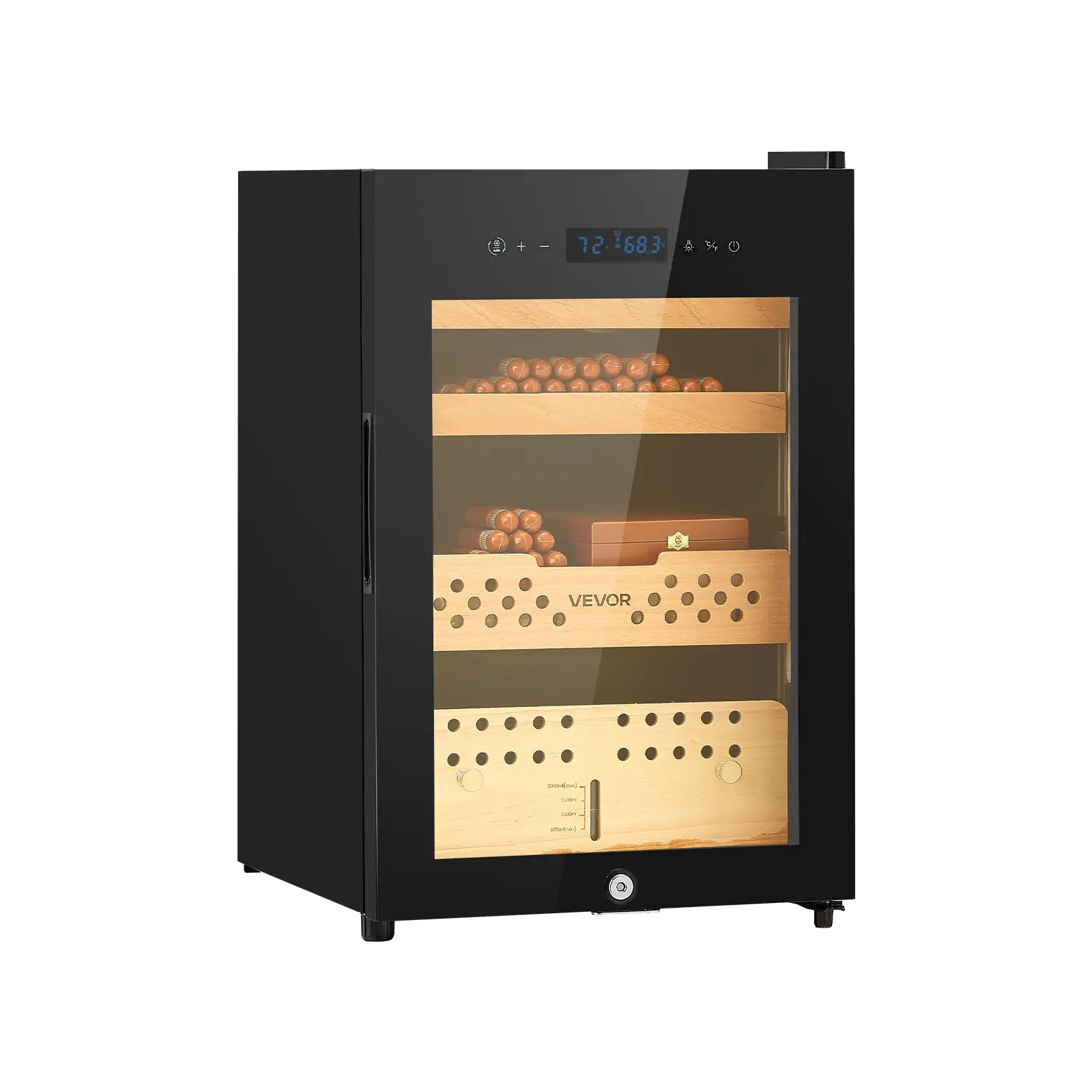 VEVOR Electric Humidor, 60L, 350 Counts Electric Cigar Humidor Cabinet with Compressor Cooling, Constant Humidity Temperature Control, Spanish Cedar Wood Shelves Drawers, 3 Layers, for Household