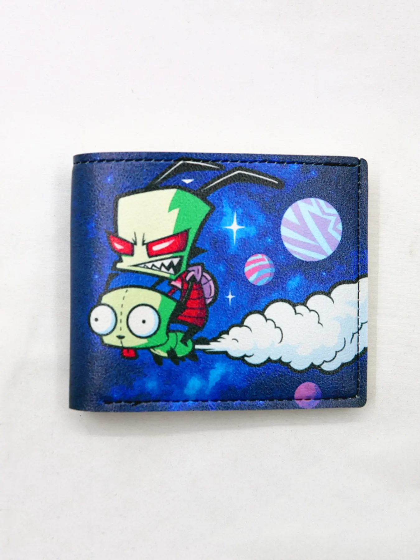 1pc Alien Monster Print Short Wallet, Cute Cartoon Style, PU Leather, Multi-Card Holder, Coin Pouch, Unisex Design, All Seasons