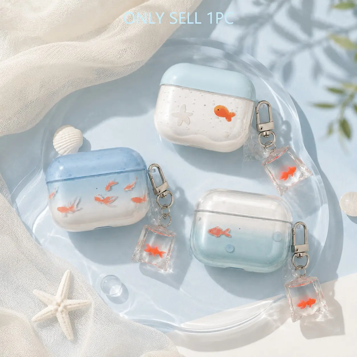 Cute Goldfish Design AirPods Case, Protective Cover for AirPods 4/3/2/pro 3/2, Summer Style Earphone Shell, Girl-Friendly Accessory, Protection