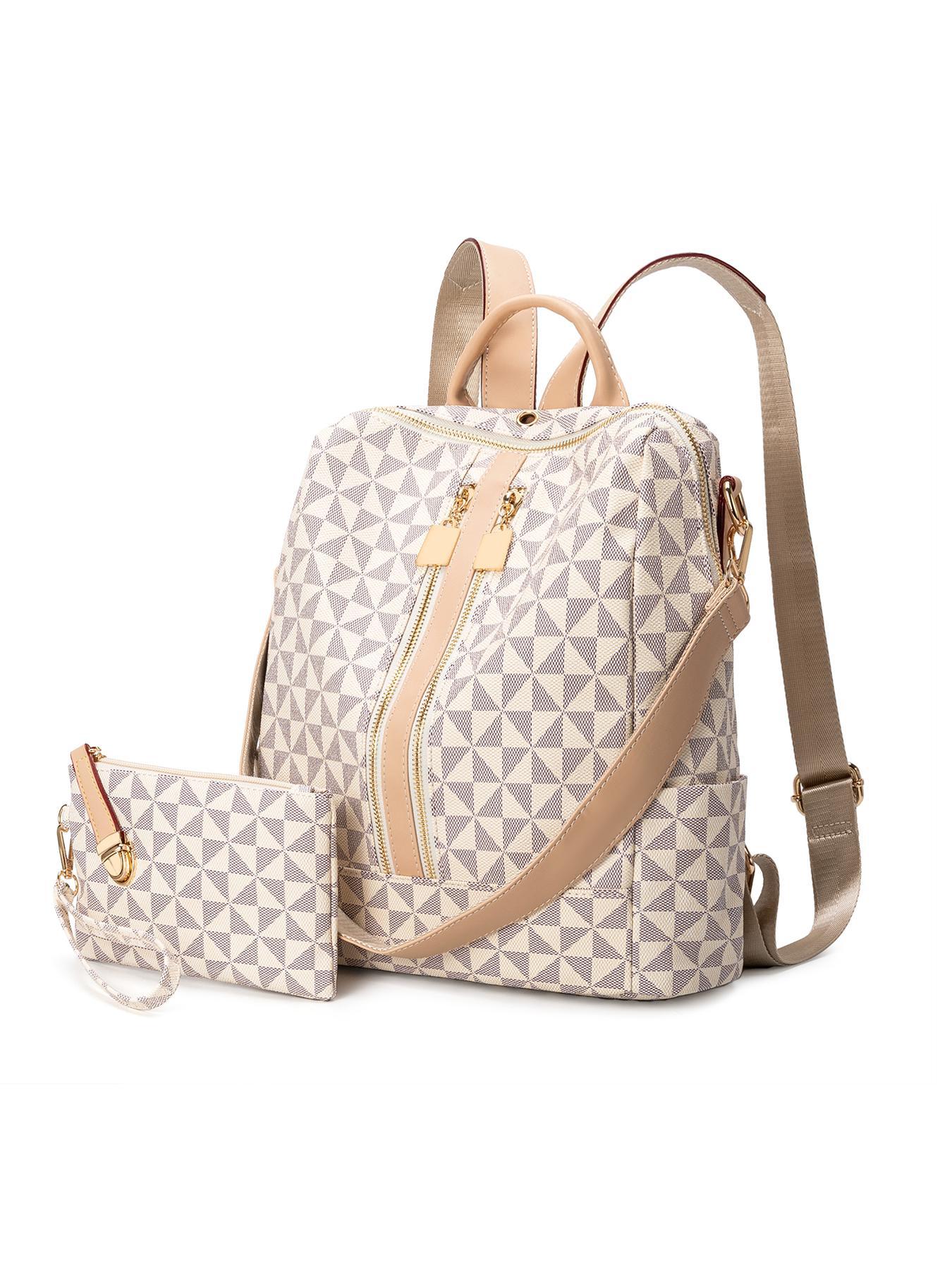 Geometric Pattern Backpack with Wallet Geometric Pattern Backpack Bag (multiple color options  main image 2