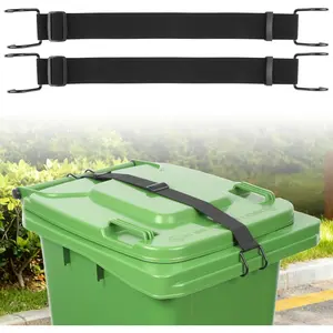 2PCS Adjustable Trash Can Locks, Animal-Proof & Windproof Garbage Can Lid Lock, Universal Fit for 28-96 Gallon Outdoor Bins, Effectively Prevents Raccoons from Rummaging Through Trash Cans