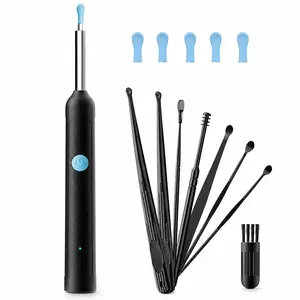 9-in-1 Smart Visual Ear Cleaning Kit with Camera LED Light 6 Ear Spoons Medical Silicone Tips Safe Canal Cleaning Earwax Remover Tool with Portable Storage Box Dual Power Gentle Ear Care Brush Family Health Gift