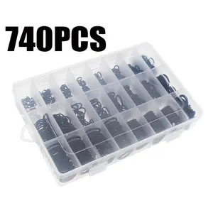 740pcs Boxed Rubber O-ring Automotive Air Conditioning Sealing Ring Nitrile Rubber Black Gasket