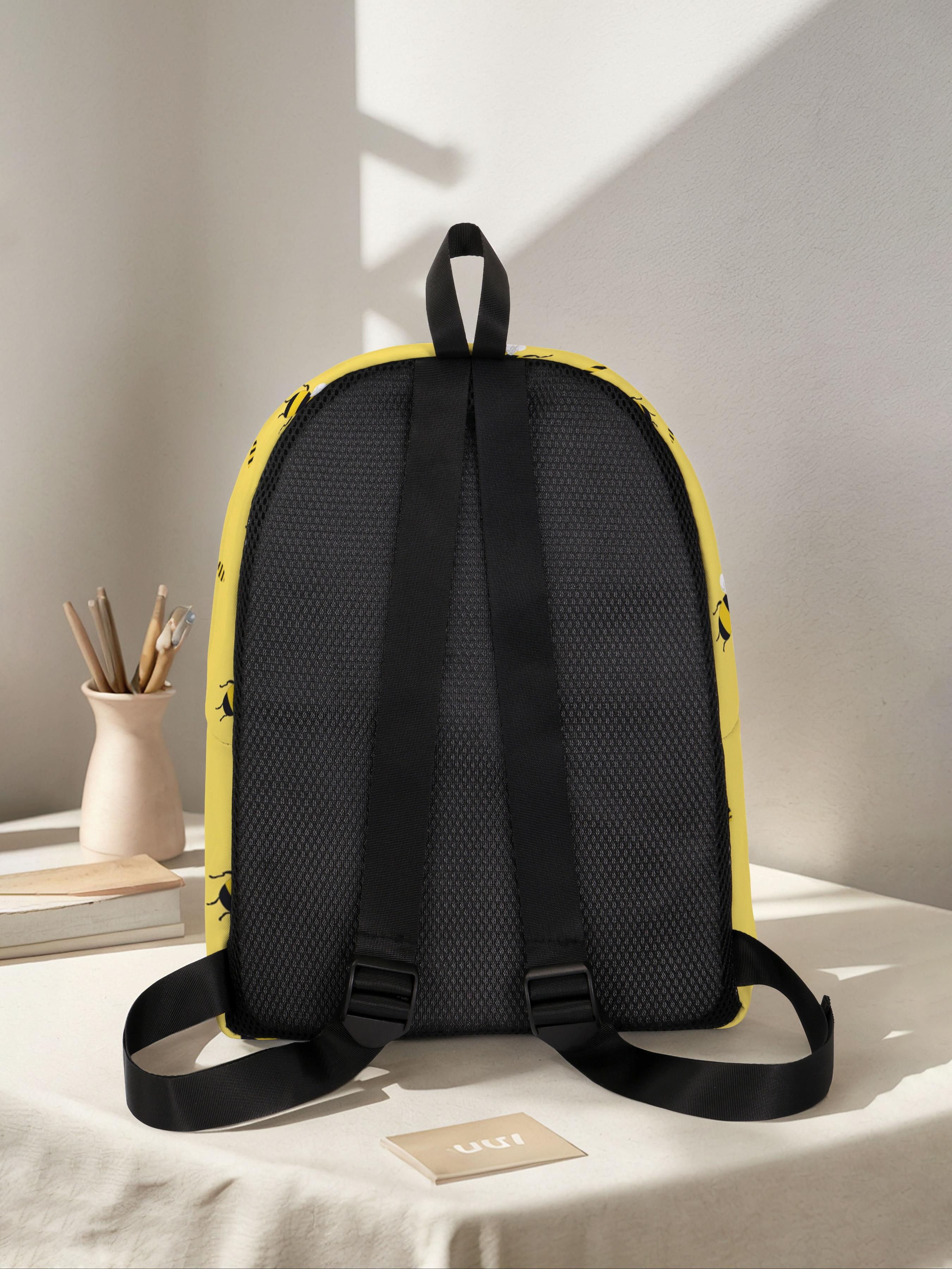 Bee Pattern Printed Backpack, Fun Design for Everyday Use, Spacious Storage for School, Business, Travel, All Season Casual Style