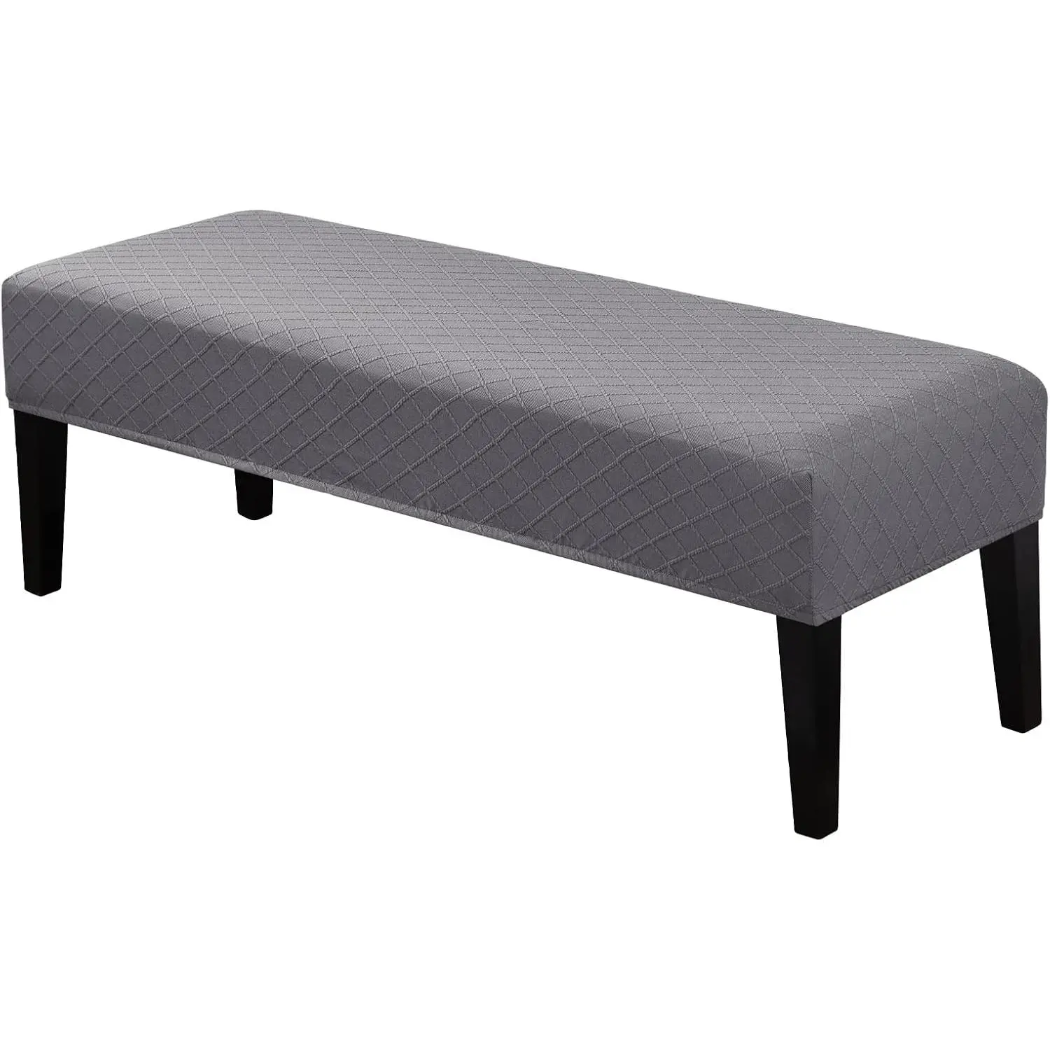 Stretch Jacquard Ottoman & Bench Cover Removable Washable Slipcover for 42-54 inch Rectangular Benches, Bar Stools, and Dining Room Chairs (Fits 14-18" Wide),Light Grey